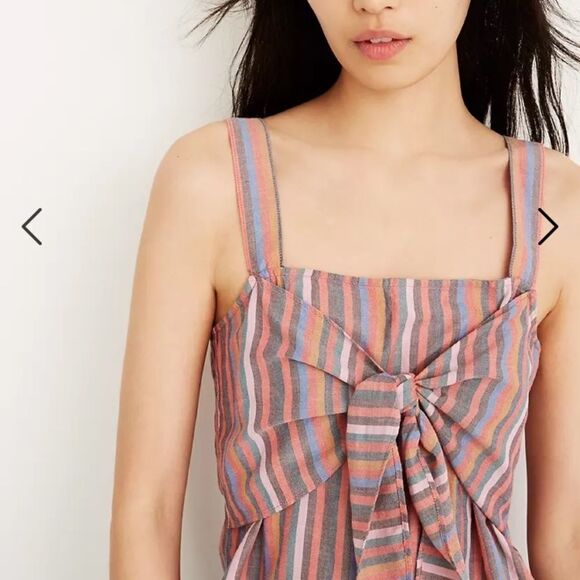 𝅺MADEWELL Tie-Front Cami Top in Rainbow Stripe - Picture 4 of 10
